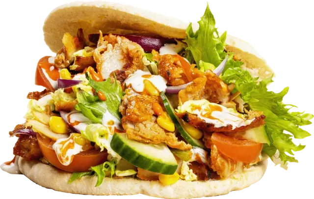Kyllingkebab i pita meny